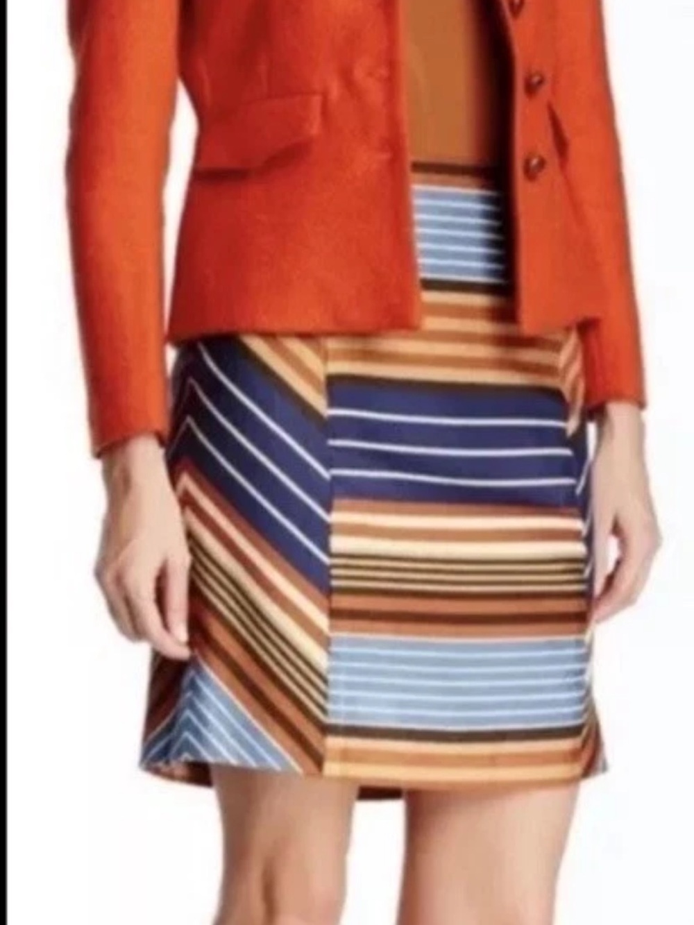 J MCLAUGHLIN Skirt Pencil Straight Career Striped Montecito Indigo Sz 2